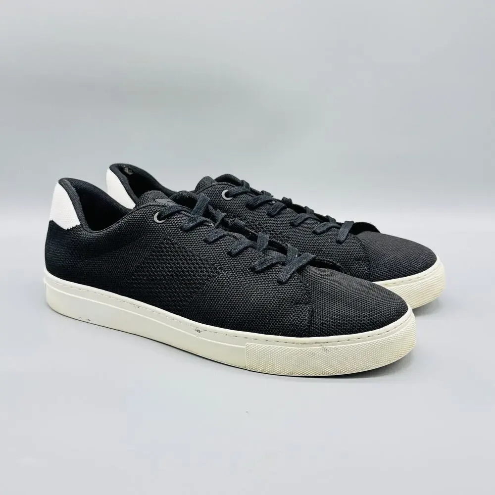 Greats Shoes Mens 10.5 Black White Knit Brooklyn Low Top Casual Lace Up Sneakers